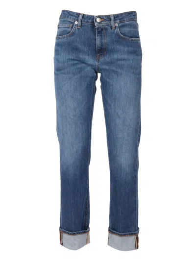 Dondup Relaxed Fit Jeans With Rolled Cuffs In Blue