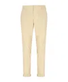 Dondup Straight Cotton Trousers Rolled Cuffs In Neutral