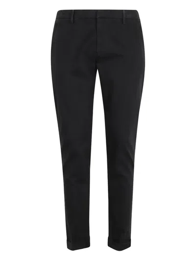 Dondup Cuffed Straight-leg Trousers In Black