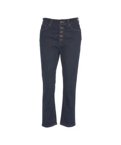 Dondup Dark Indigo Straight-leg Jeans With Distinctive Button Closure In Black