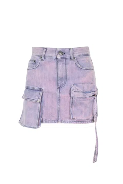 Dondup Denim Cargo Skirt In Dark Wash