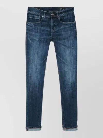 Dondup Denim Five Pocket Mid Rise Slim Jeans In Blue