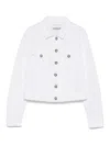 Dondup White Denim Cropped Jacket In White
