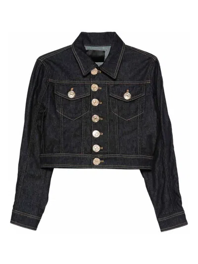 Dondup Denim Jacket With Buttons And Pockets In Black