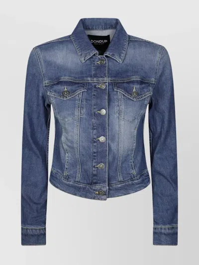 Dondup Denim Jacket With Long Sleeves And Collared Neck In Blue