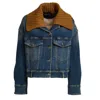 Dondup Denim Jacket With Rust-colored Knit Collar In Blue