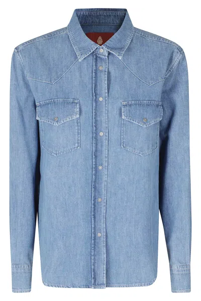 Dondup Denim Jewel Snap Western Shirt In Blue
