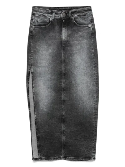 Dondup Denim Midi Skirt In Black