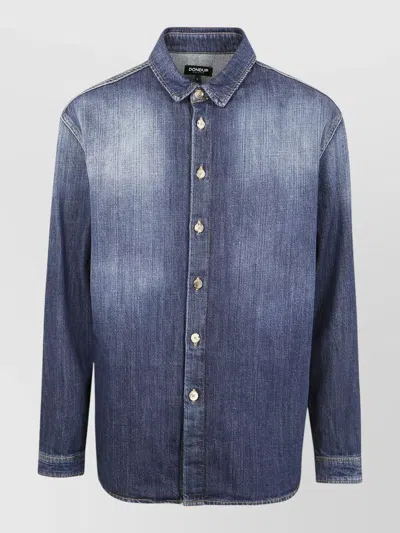 Dondup Denim Shirt Button Down Collar Long Sleeves In Blue