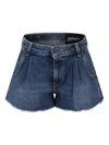 Dondup Logo-patch Frayed Denim Shorts In Blue