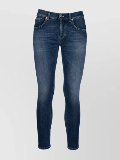 DONDUP DENIM TROUSERS WITH BELT LOOPS AND CONTRAST STITCHING