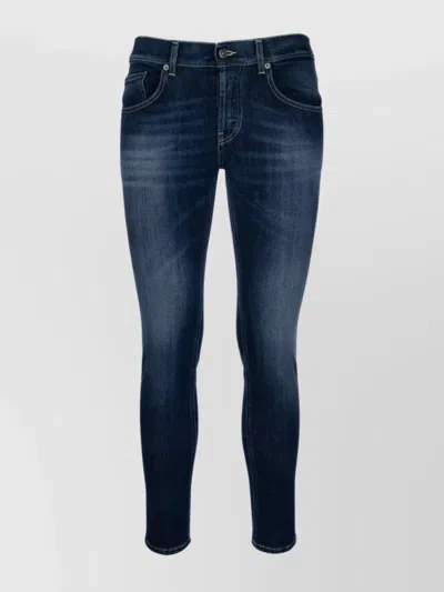 Dondup Denim Trousers With Belt Loops And Contrast Stitching In Blue