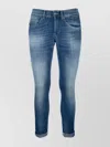 Dondup Denim Trousers With Belt Loops And Rolled Cuffs In Blue