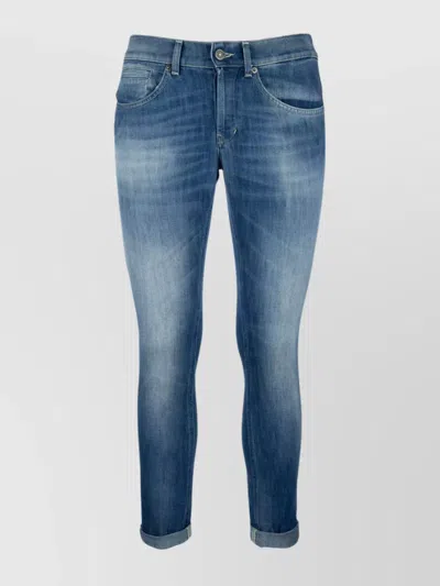 Dondup Denim Trousers With Belt Loops And Rolled Cuffs In Blue