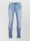 Dondup Denim Trousers With Belt Loops And Rolled Cuffs In Blue