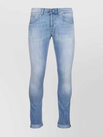 Dondup Denim Trousers With Belt Loops And Rolled Cuffs In Blue