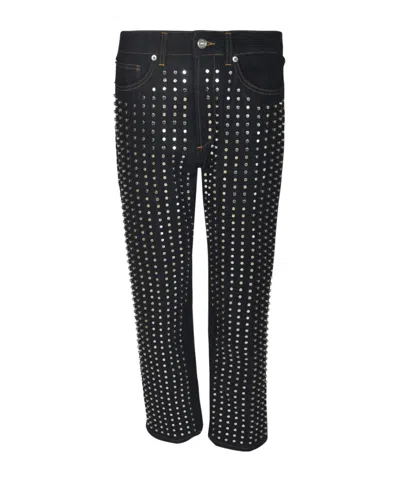 Dondup Denim Trousers With Rivets In Black