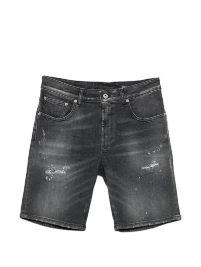 Dondup Derick Distressed Paint-splatter Shorts In Black