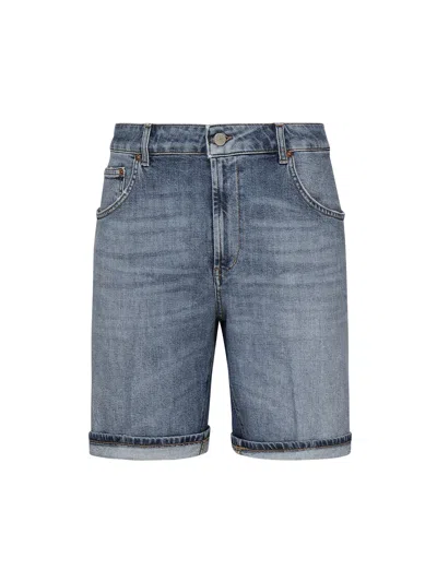 Dondup Derick Stretch Denim Bermuda Shorts In Blue
