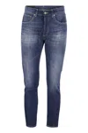Dondup Denim Trousers With Belt Loops And Contrast Stitching In Blue