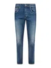 Dondup Five-pocket Carrot Slim Fit Jeans In Stretch Denim In Blue