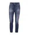 Dondup Denim Trousers With Belt Loops And Contrast Stitching In Blue