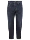 Dondup Relaxed-fit Cotton Pants With Five-pocket Design And Contrasting Patch In Scuro