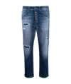Dondup Distressed Cropped Jeans In Blue
