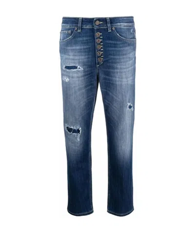 Dondup Distressed Cropped Jeans In Blue