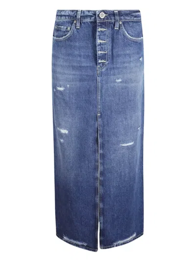 DONDUP DISTRESSED DENIM SKIRT