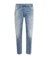 Dondup Brighton Carrot Fit Darned Light Blue Denim Jeans In Blue