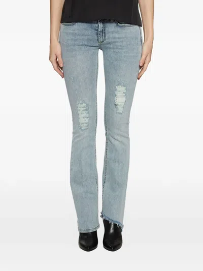 Dondup Distressed Frayed Jeans In Blue