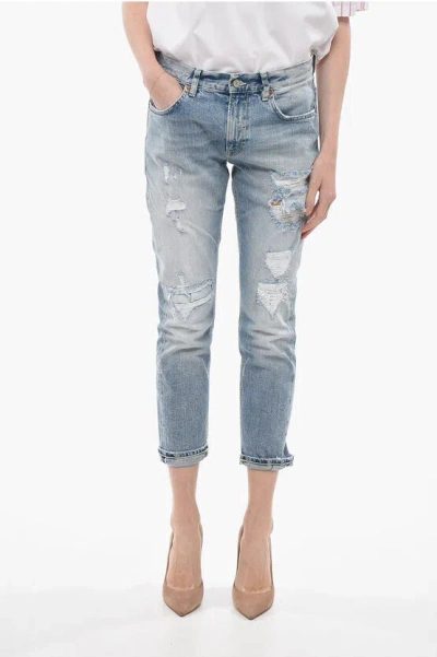 Dondup Distressed Mila Carrot Fit Jeans 17cm In Blue