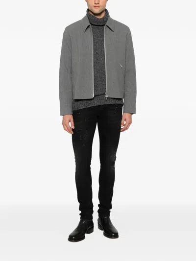 Dondup Distressed Paint-splatter Jeans In Black