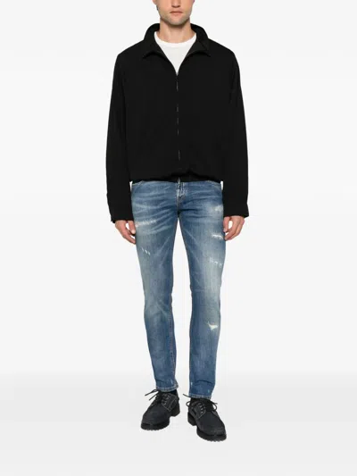 Dondup Distressed Whiskered Jeans In Black