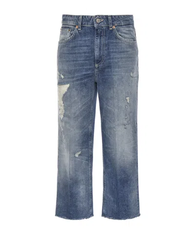 Dondup Distressed Wide-leg Jeans In Blue