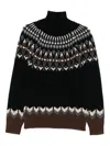 Dondup Turtle Neck Sweater With Fair Isle Pattern In Black