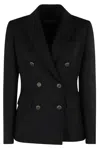 Dondup Tailored Double-breasted Nero Jacket With Sharp Lapels In Black