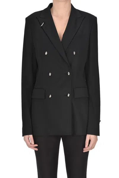 Dondup Double-breasted Blazer In Black