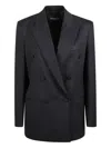 Dondup Double-breasted Blazer In Black