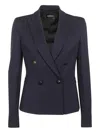 Dondup Double Breasted Blazer In Blau