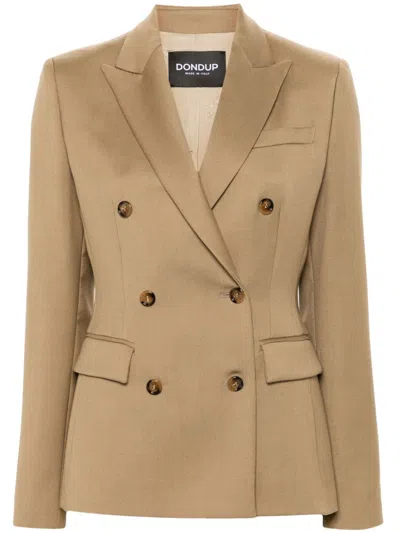 Dondup Double-breasted Blazer In Brown