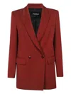 Dondup Double Breasted Blazer In Red
