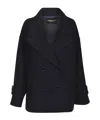 Dondup Double-breasted Oversized Coat In Blue