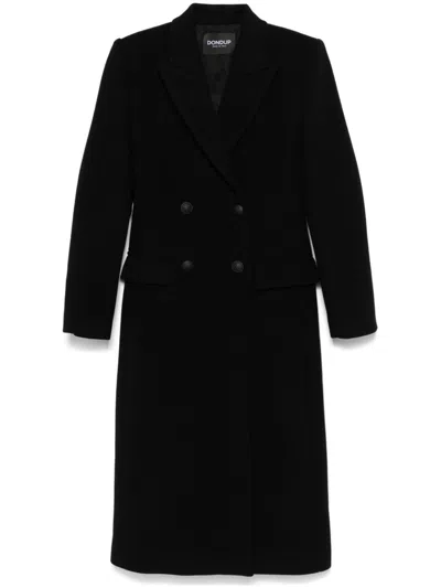 Dondup Double-breasted Coat In Black