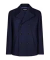 Dondup Double-breasted Wool-cashmere Jacket With Notched Lapel In Blue
