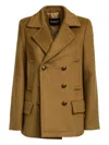 Dondup Double-breasted Brown Peacoat With Patch And Welt Pockets In Brown