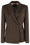 Dondup Double-breasted Military Green Blazer In Brown