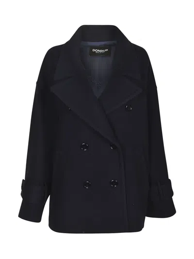 Dondup Double-breasted Oversized Coat In Blue