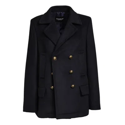 DONDUP DOUBLE-BREASTED PEACOAT WITH TEN-BUTTON CLOSURE AND MARTINGALE DETAIL